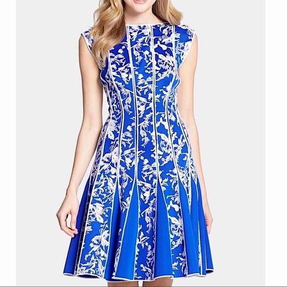 Tadashi Shoji Neoprene Embroidered Dress - Picture 1 of 9